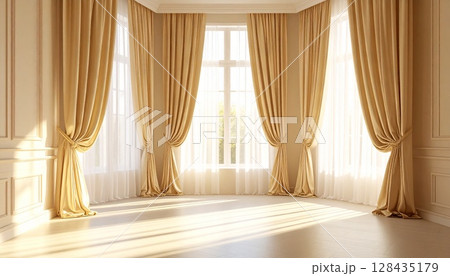 日差しが作り出す空間:明るく開放的なリビング 日差しが作り出す空間:明るく開放的なリビング 128435179