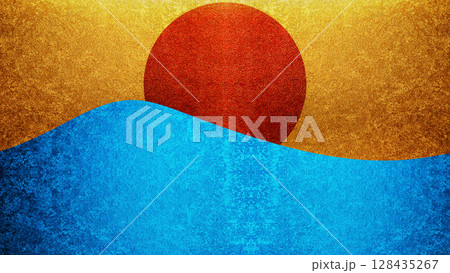 波と太陽 128435267