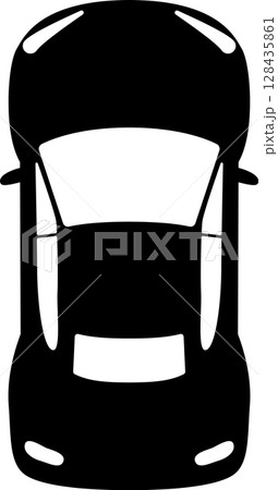 真上から見たスポーツカーの白黒のイラスト 128435861