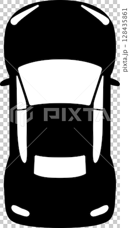 真上から見たスポーツカーの白黒のイラスト 128435861