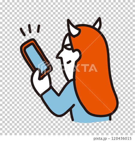 SNSで悪意のある投稿をする人のイラスト 128436015