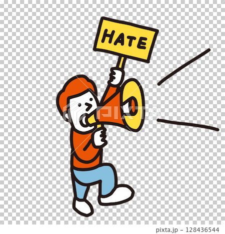 ヘイトスピーチする人のイラスト 128436544
