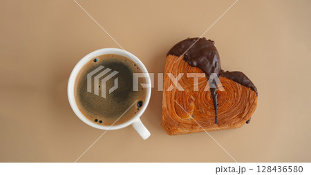 Coffee cappuccino latte beverage drink Morning breakfast Holiday birthday anniversary shiny candle sparkler on cake Delightful and vibrant heartshaped pastry croissant treat, beautifully topped with Coffee cappuccino latte beverage drink Morning breakfast Holiday birthday anniversary shiny candle sparkler on cake Delightful and vibrant heartshaped pastry croissant treat, beautifully topped with 128436580