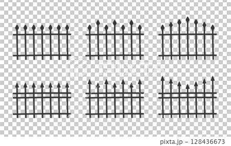 Simple fence monochrome illustration set 128436673