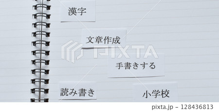 就学児がパソコンやタブレットでの学習が増え、漢字を手書きで書く機会が少なくなっている事象のイメージ 128436813
