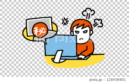 Illustration of a person who gets angry and uploads private photos to the internet 128436901