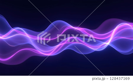 Minimalist digital abstraction with layered linear streams in purple and blue 128437169