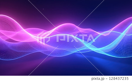 Abstract electric waves with smooth purple and blue lines 128437235