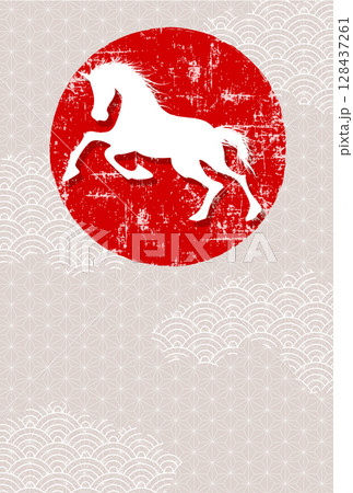 午 年賀状 白馬 背景 午 年賀状 白馬 背景 128437261