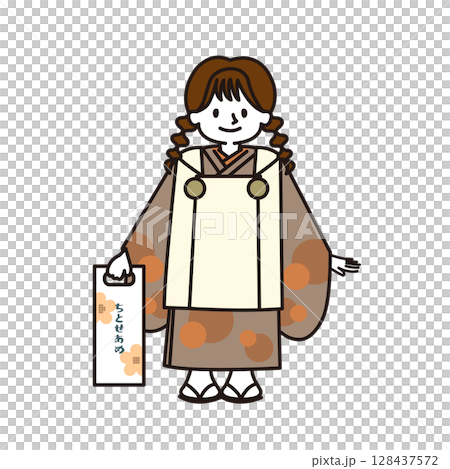 Shichigosan：穿著和服的女孩 128437572