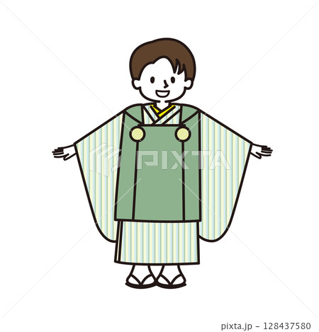 七五三　着物を着た男の子 128437580