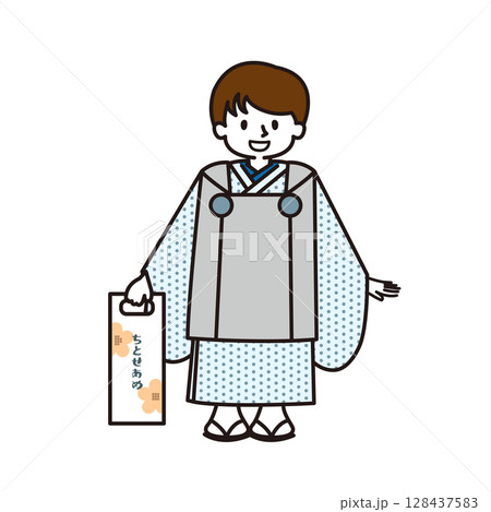 七五三　着物を着た男の子 128437583