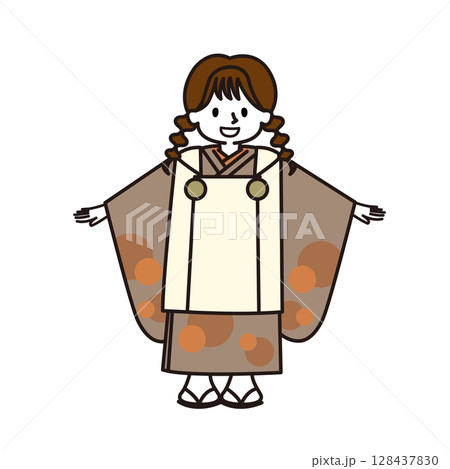 七五三_着物を着た女の子 128437830