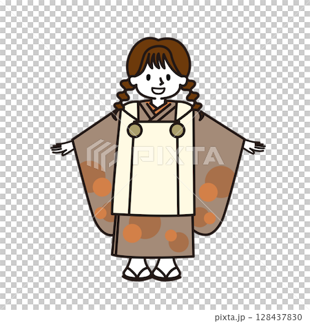 七五三_着物を着た女の子 128437830