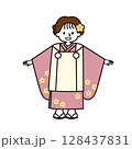 七五三_着物を着た女の子 128437831