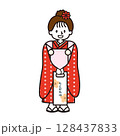 七五三_着物を着てちとせあめを持つ女の子 128437833