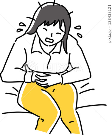 腹痛に苦しむ女性 腹痛に苦しむ女性 128438121