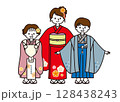七五三　着物を着た子供たち 128438243