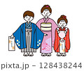七五三　着物を着た子供たち 128438244
