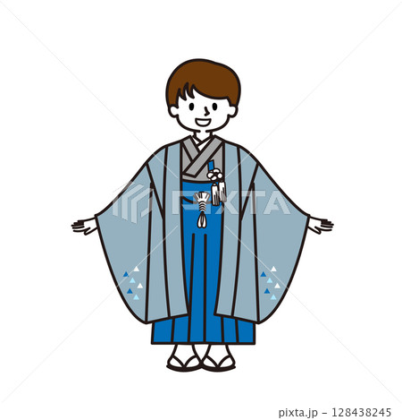 七五三　着物を着た男の子 128438245