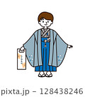 七五三　着物を着た男の子 128438246