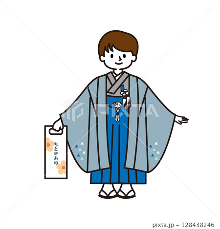 七五三 着物を着た男の子 七五三 着物を着た男の子 128438246