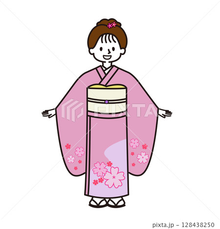 七五三　着物を着た女の子 128438250