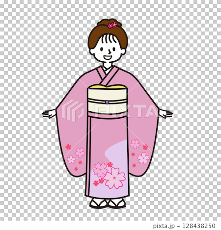 七五三　着物を着た女の子 128438250