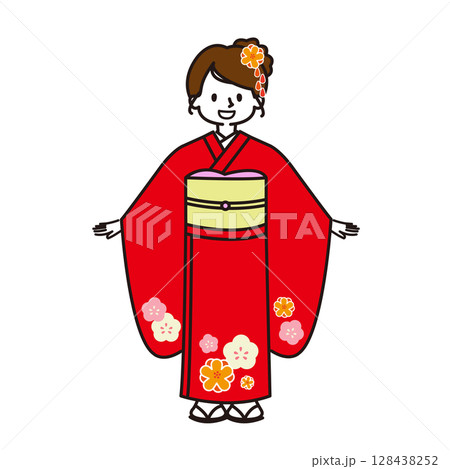 七五三　着物を着た女の子 128438252