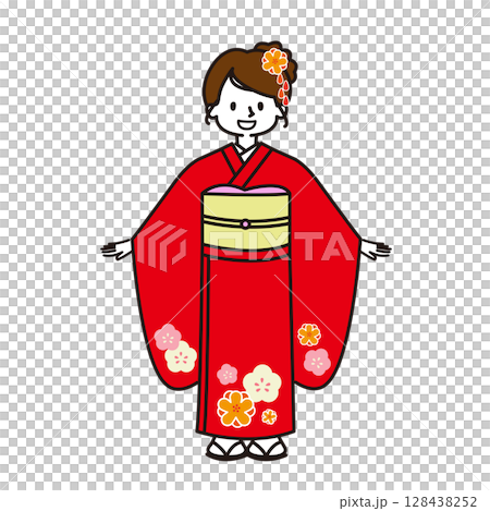 七五三　着物を着た女の子 128438252