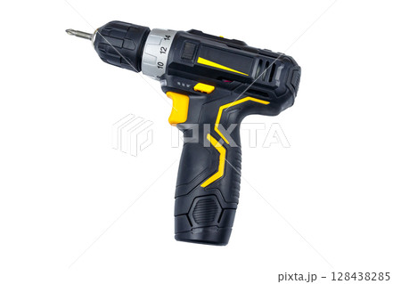 Cordless screwdriver isolated on white background 128438285