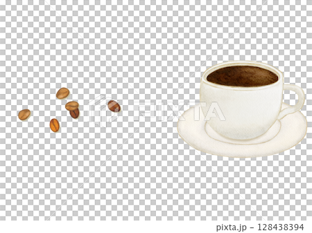 水彩頂視圖咖啡插圖 128438394