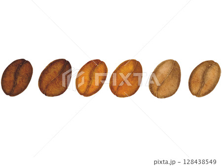 コーヒー豆　珈琲　水彩　イラスト 128438549