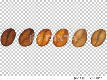 コーヒー豆　珈琲　水彩　イラスト 128438549