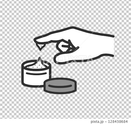 軟膏を手で塗るイラスト 128438684