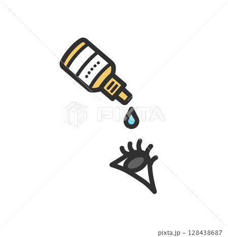 点眼　目薬をさすイラスト 128438687