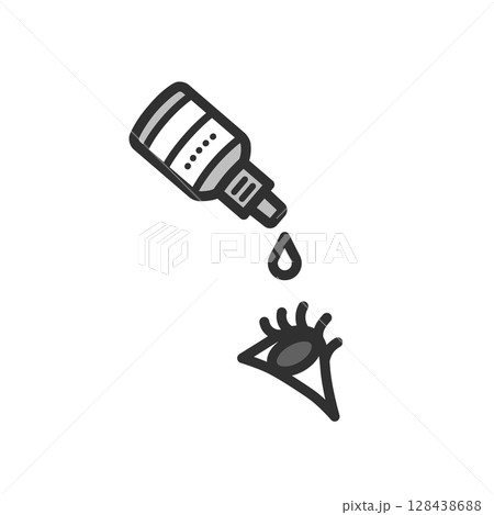 点眼　目薬をさすイラスト 128438688