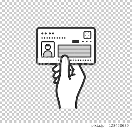 マイナンバーカードを手で持つイラスト 128438689