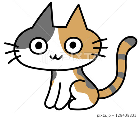 かわいい手描き風の猫イラスト 128438833