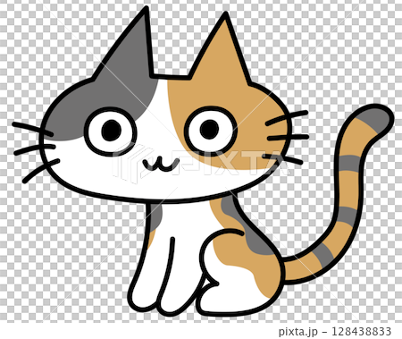 かわいい手描き風の猫イラスト 128438833
