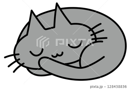 かわいい手描き風の猫イラスト 128438836