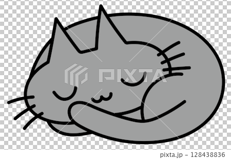 かわいい手描き風の猫イラスト 128438836