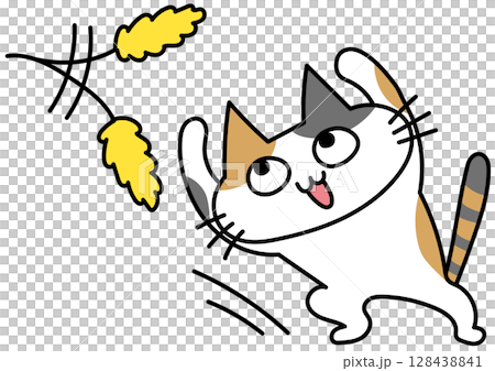 可愛的手繪風格貓咪插畫 128438841