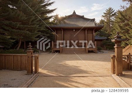 神社の境内にある、重要文化財の山門 神社の境内にある、重要文化財の山門 128439595