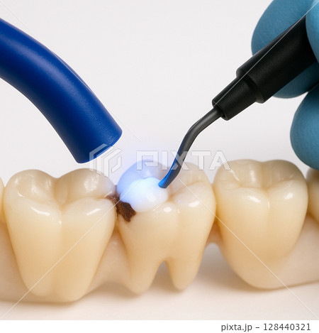 被せもの 歯の虫歯を治療している様子 128440321