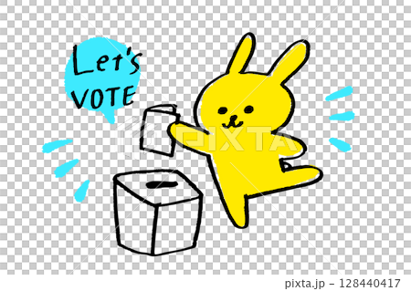 Let's VOTE！動物キャラで伝える政治参加の呼びかけイラスト 128440417
