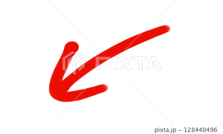 手書き矢印003　赤 128440496