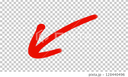 手書き矢印003　赤 128440496