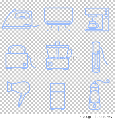 家用電器圖示簡約藍色套裝 家用電器圖示簡約藍色套裝 128440765