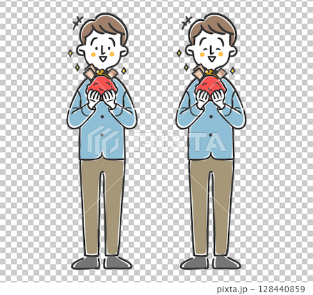 財布を持ち嬉しそうにする男性 全身 ベクター 財布を持ち嬉しそうにする男性 全身 ベクター 128440859